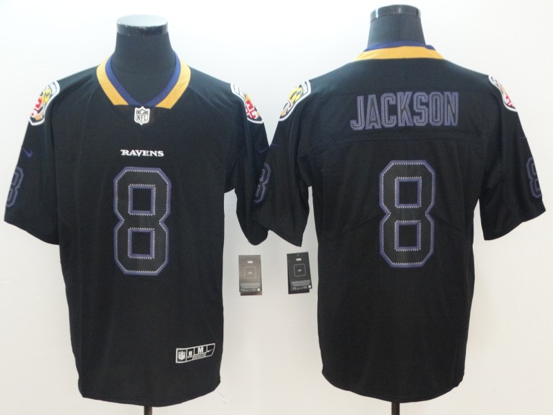 Men's Baltimore Ravens Lamar Jackson #8 Black Authentic Jersey